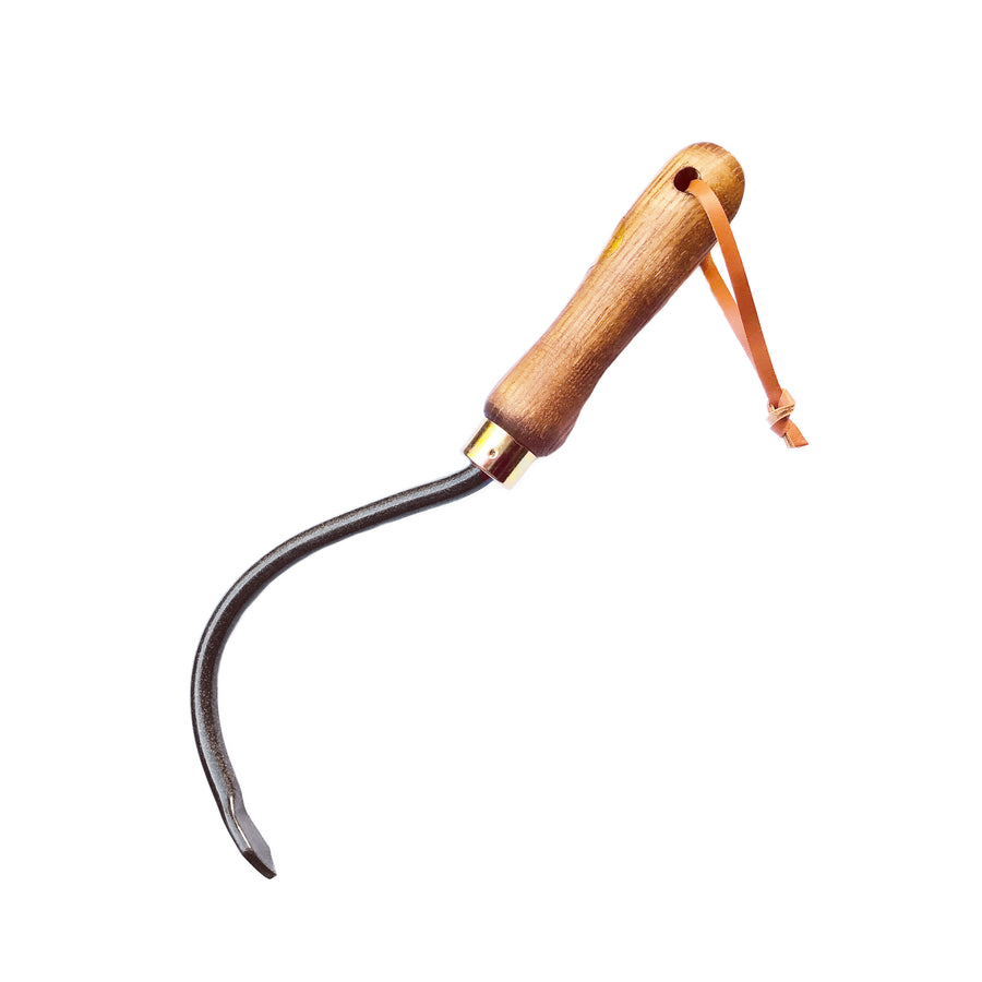 Geschmiedeter Jätfinger mit Griff aus Eschenholz und Lederschlaufe